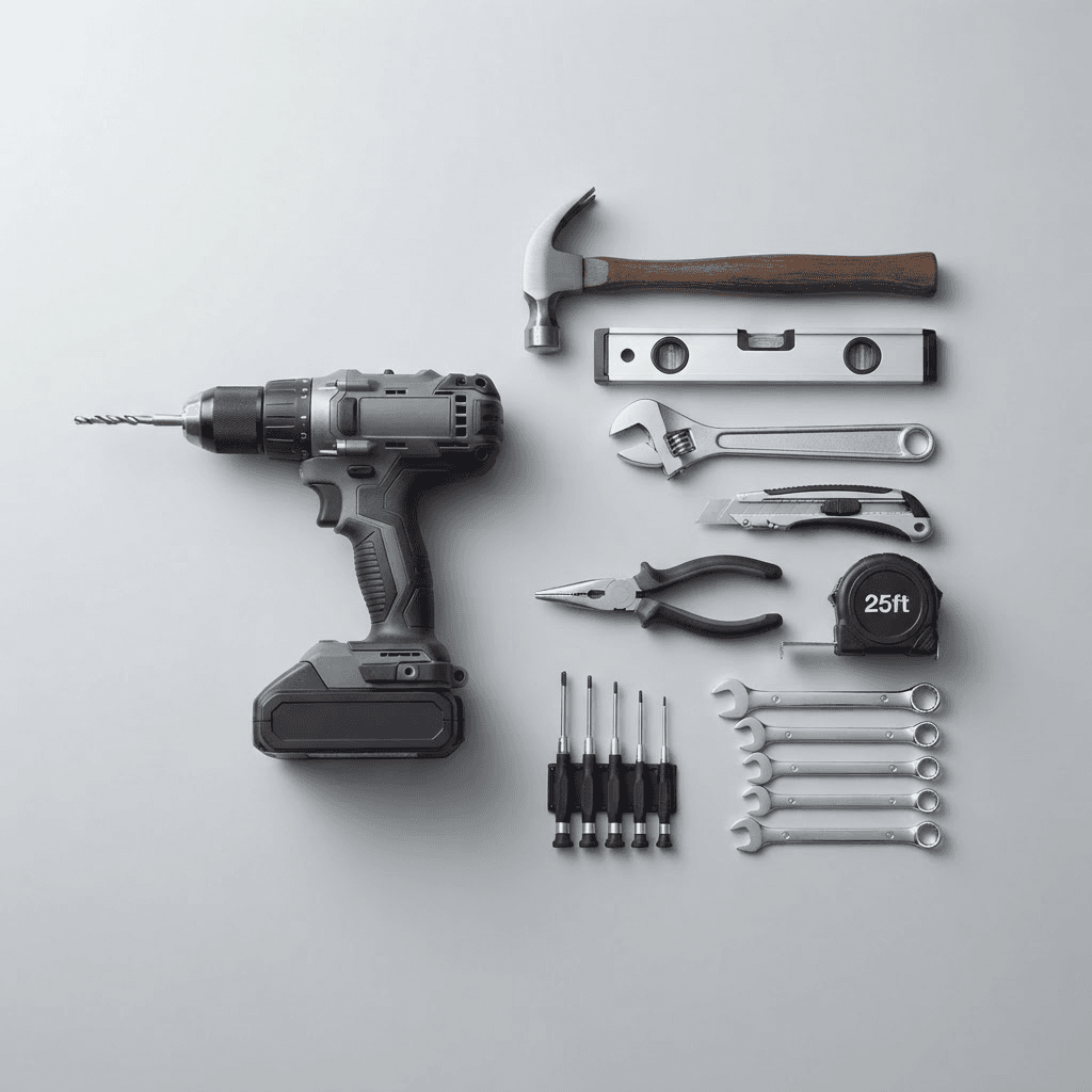 Taladro y herramientas de construcción